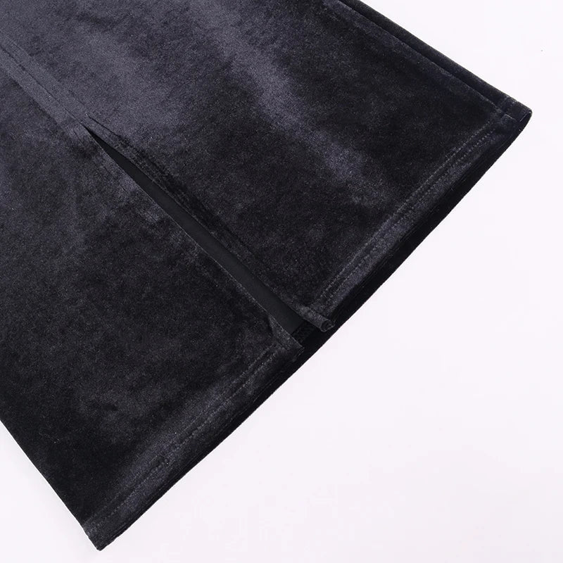 שמלת מידי קטיפה בעיטור שיפון נצנצים - איירין