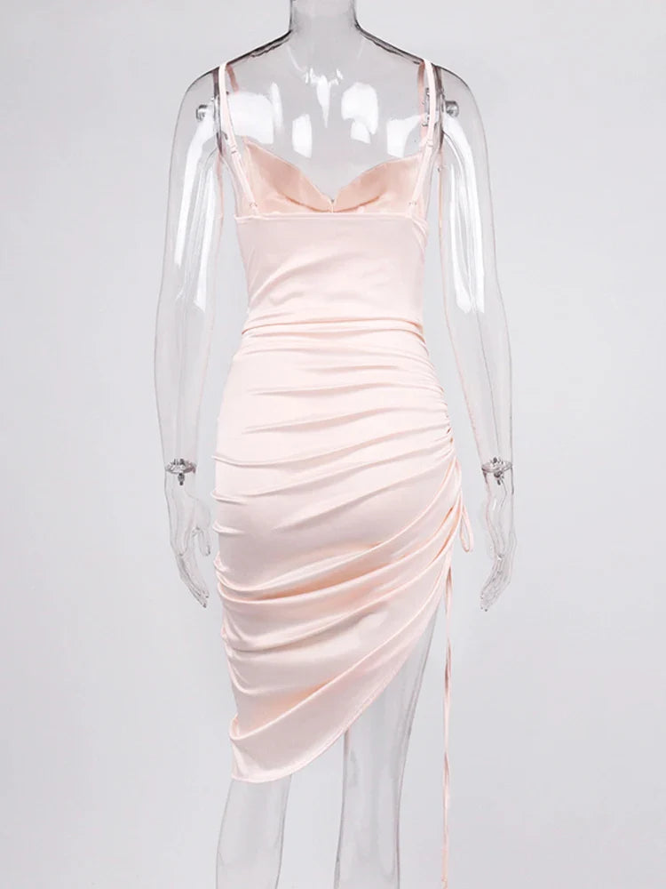 שמלת מידי כיווצים סאטן - ליס