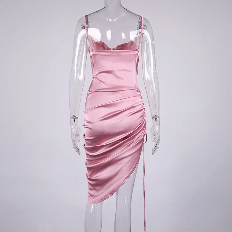 שמלת מידי כיווצים סאטן - ליס