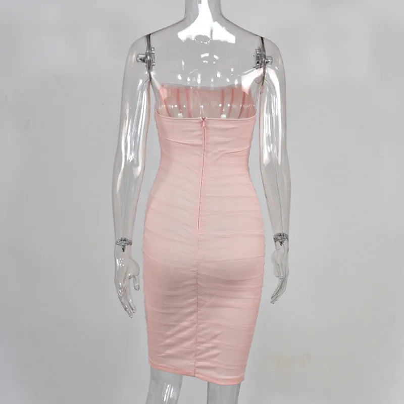 שמלת מידי סטרפלס מחוך שיפון - טולה