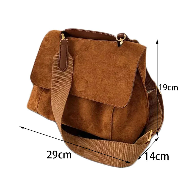 Suede bag with retro design