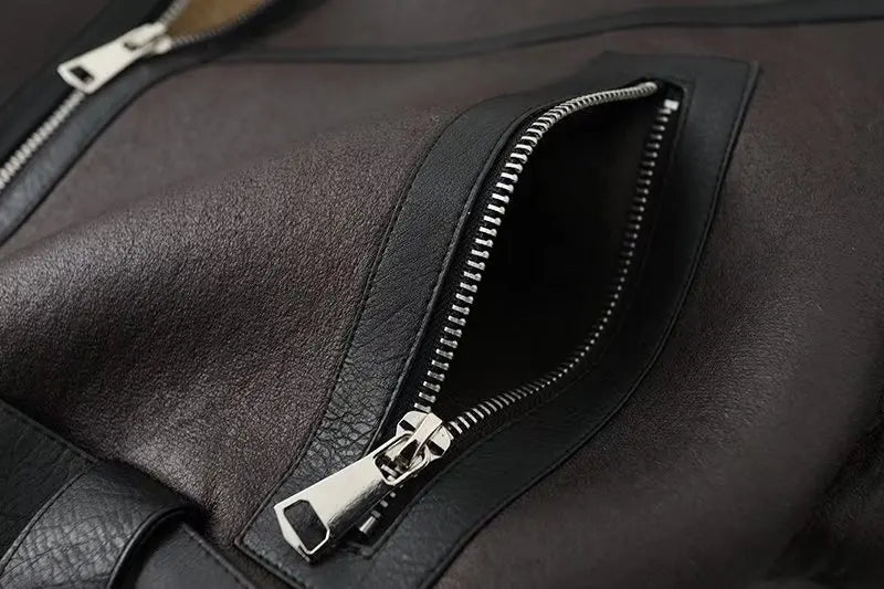 מעיל עור קצר פרווה פנימית - ג'וני