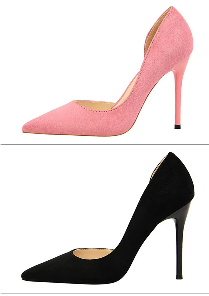 Suede pointed-toe heels with open side design - Nelly