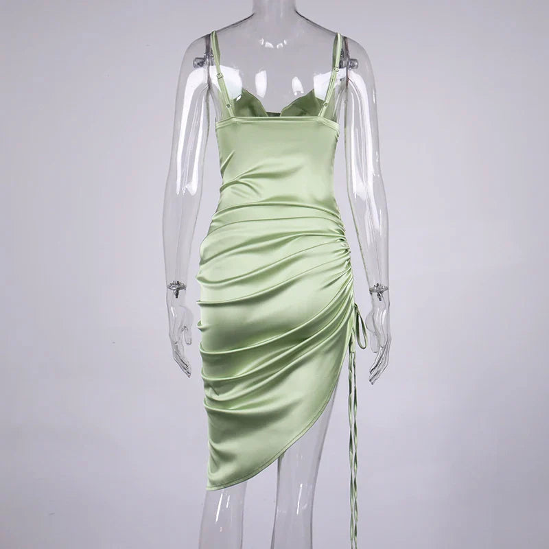 שמלת מידי כיווצים סאטן - ליס