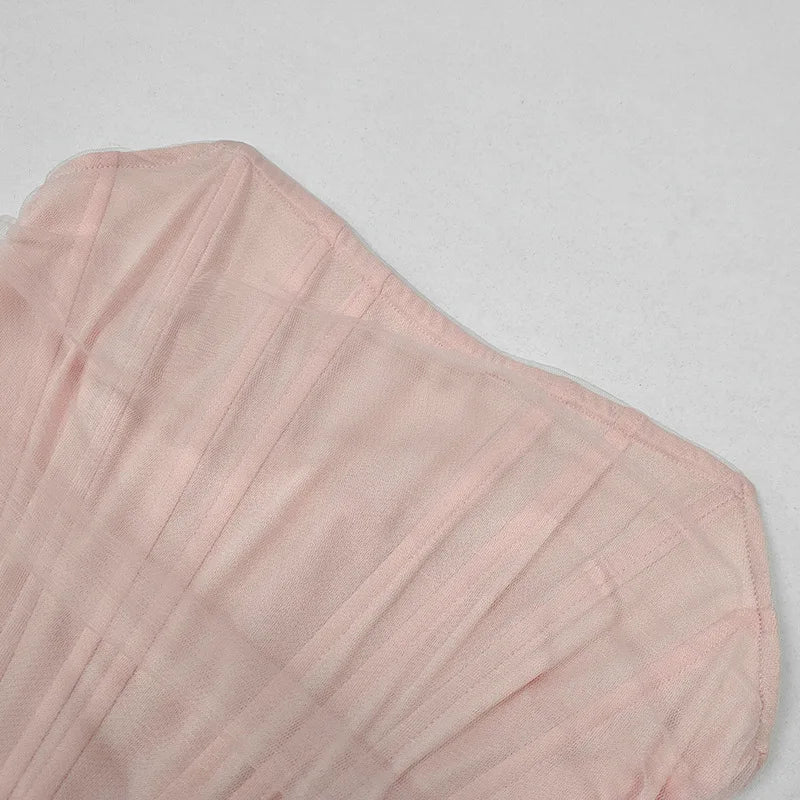 שמלת מידי סטרפלס מחוך שיפון - טולה