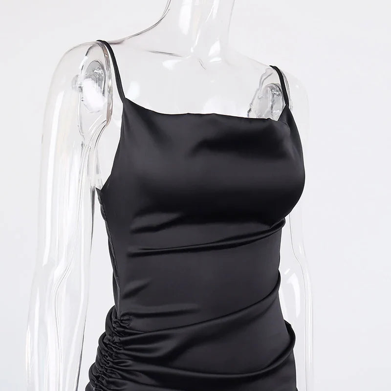 שמלת מידי כיווצים סאטן - ליס