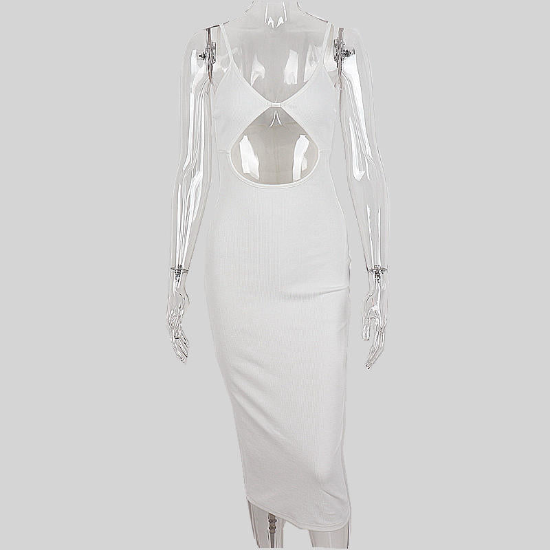 שמלת מקסי סרוגה בעיצוב פתח גב פתוח - Michelle