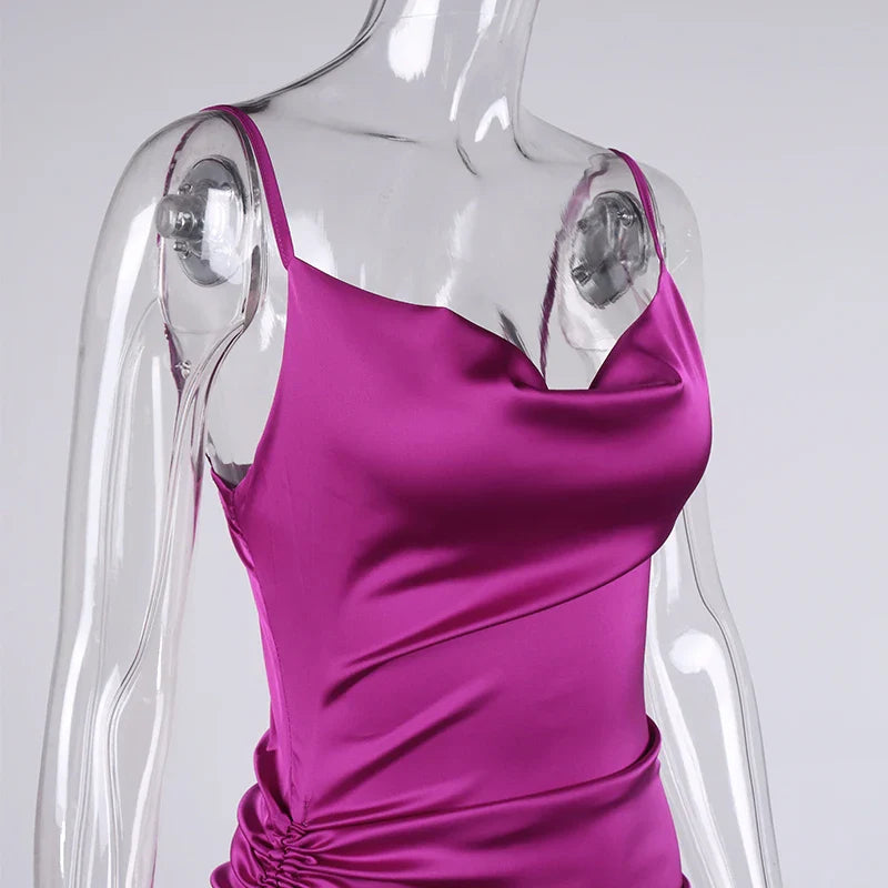 שמלת מידי כיווצים סאטן - ליס