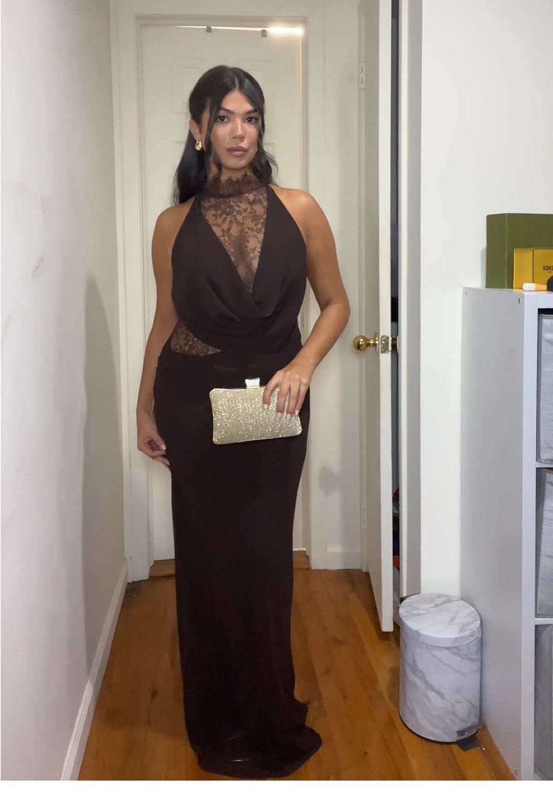 Lace turtleneck maxi dress - Angelique