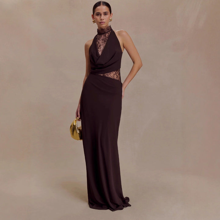 Lace turtleneck maxi dress - Angelique