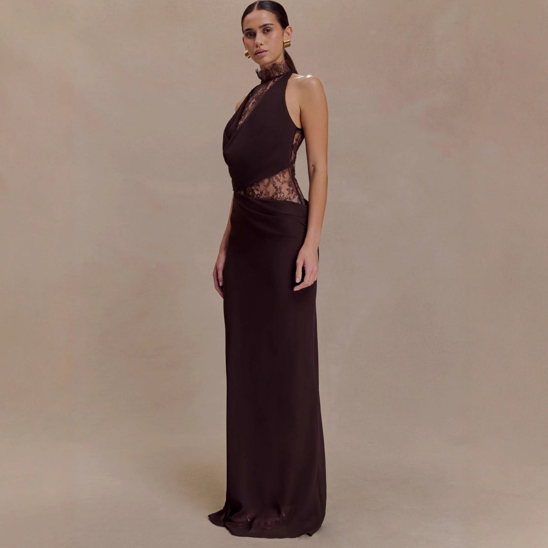 Lace turtleneck maxi dress - Angelique