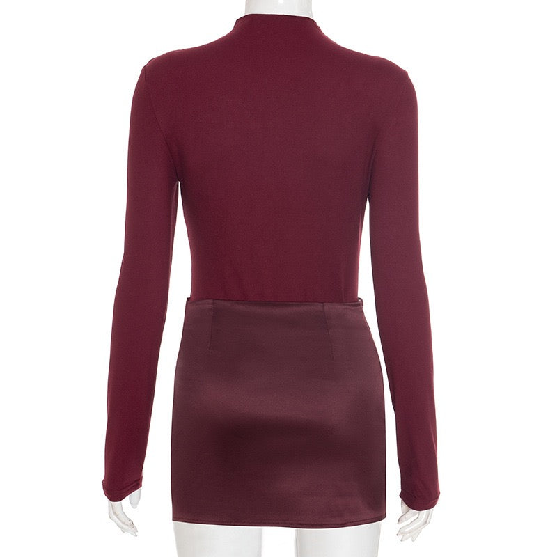 Mini dress in bodysuit design with satin skirt - Mayla