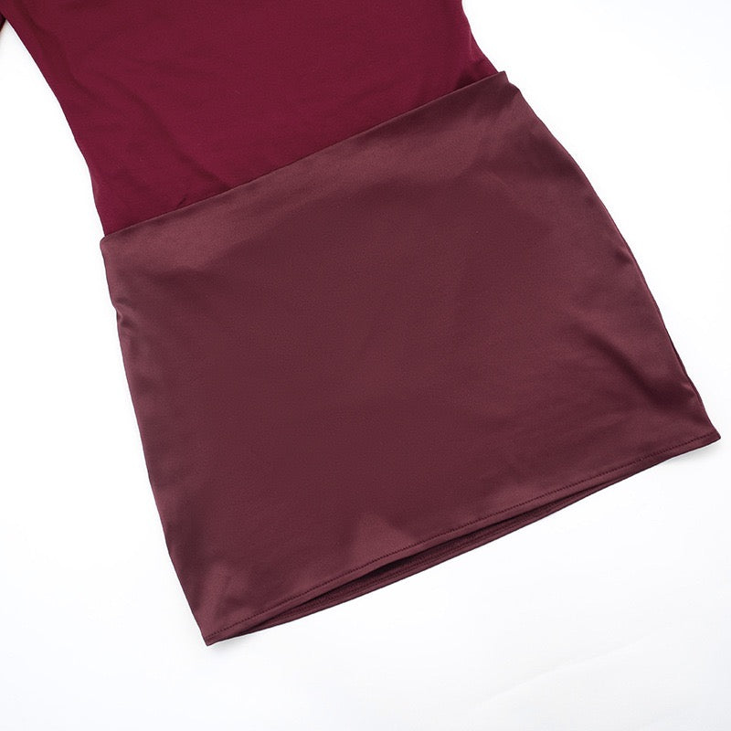 Mini dress in bodysuit design with satin skirt - Mayla