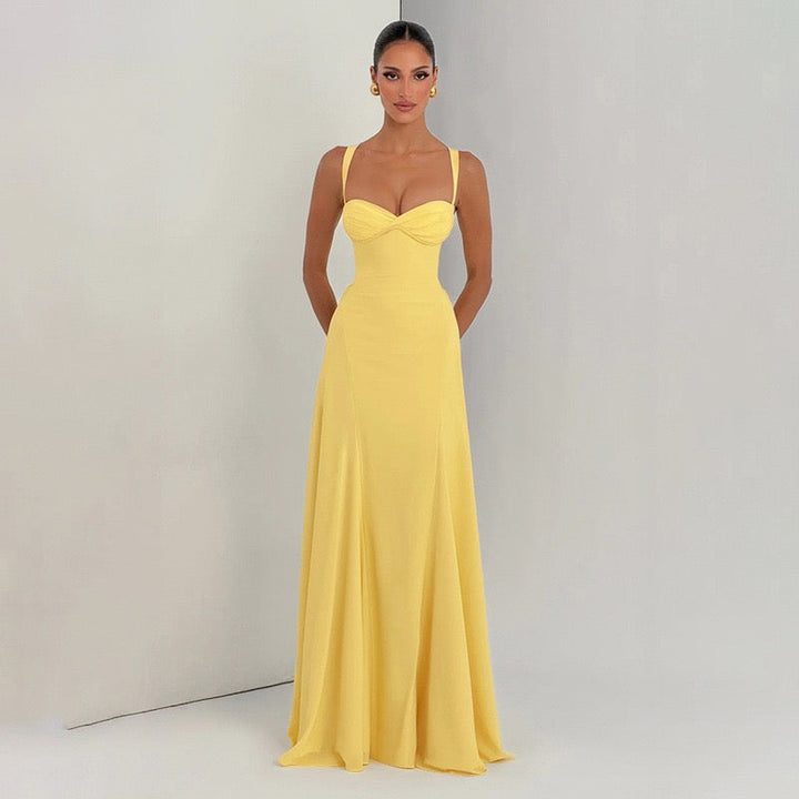Elegant Maxi Dress with Open Back - Marilyn