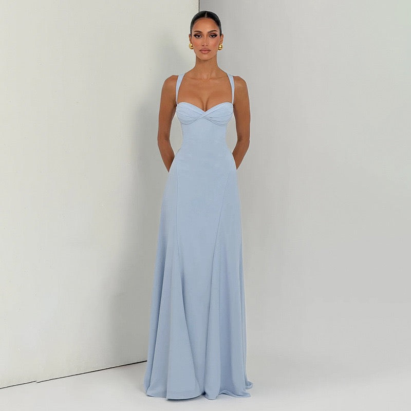 Elegant Maxi Dress with Open Back - Marilyn
