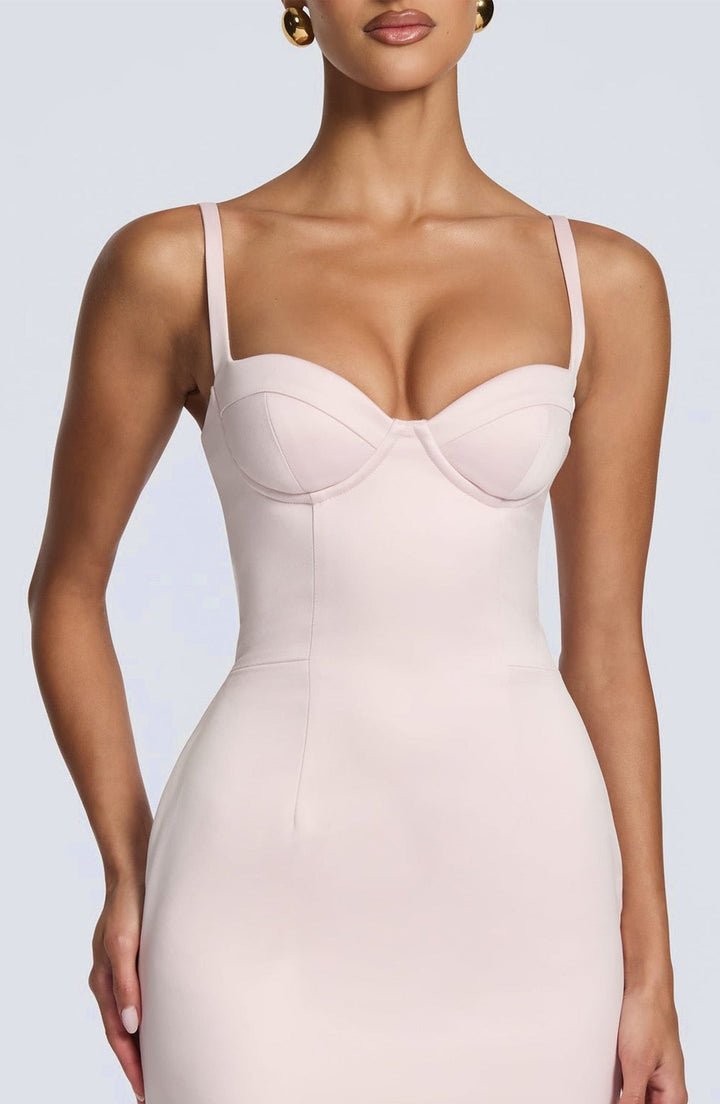 Satin maxi dress with back ties – Nelly
