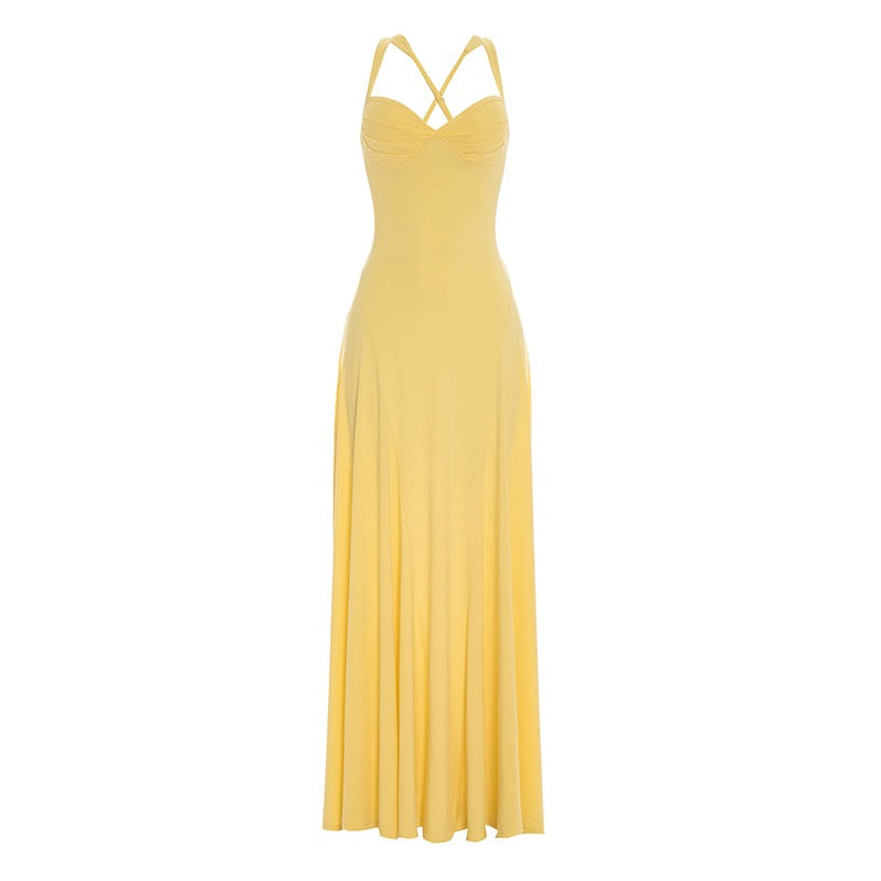 Elegant Maxi Dress with Open Back - Marilyn