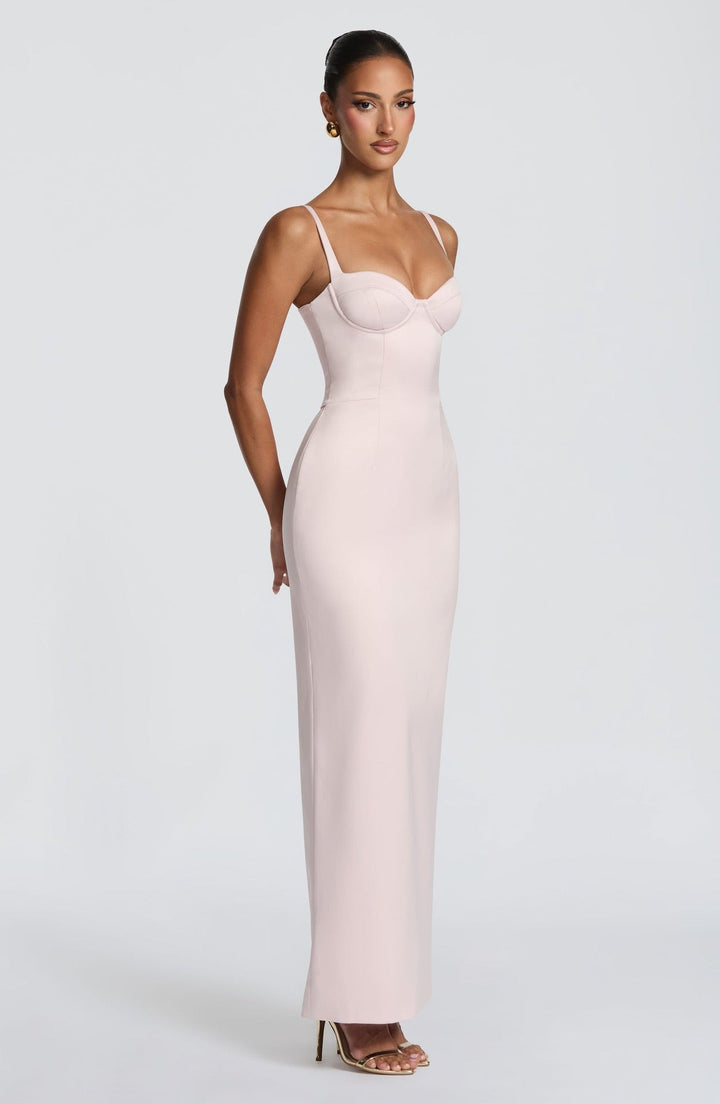 Satin maxi dress with back ties – Nelly