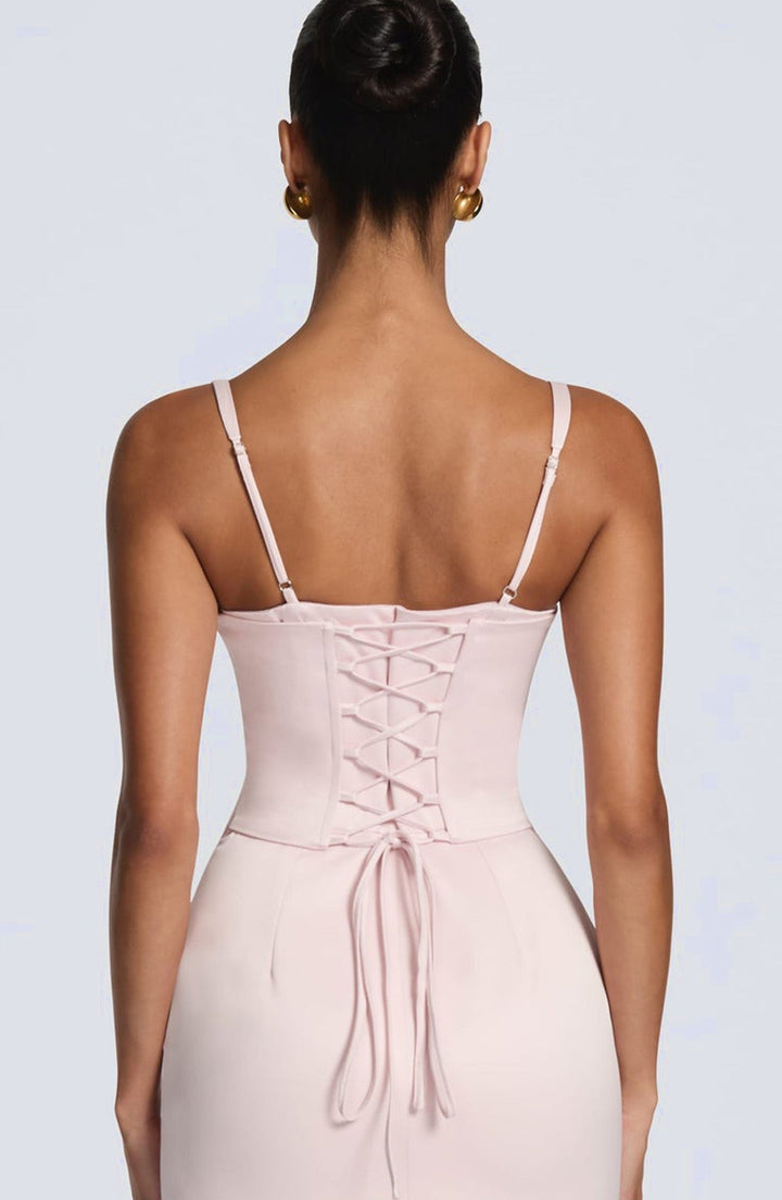 Satin maxi dress with back ties – Nelly