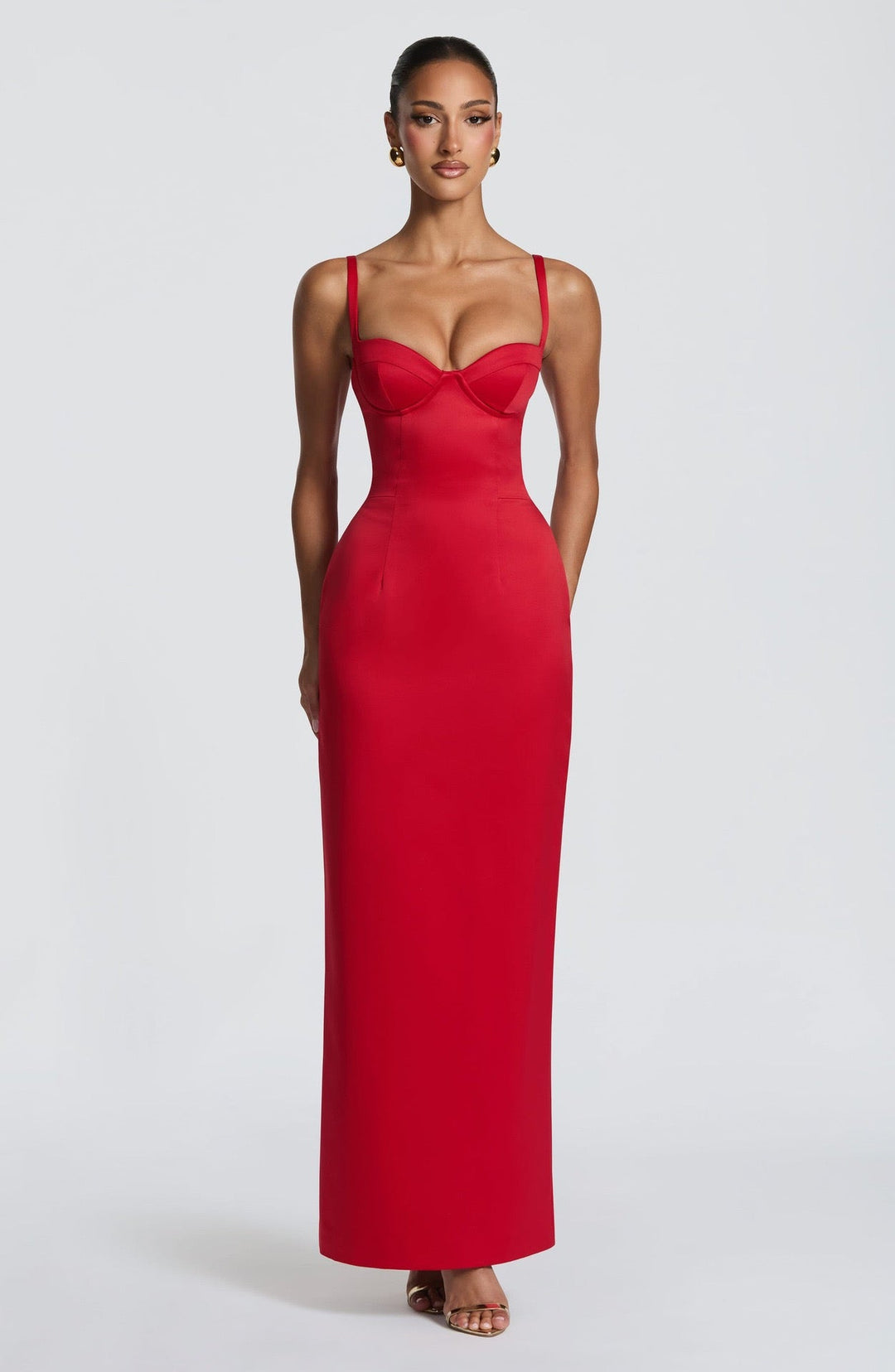 Satin maxi dress with back ties – Nelly