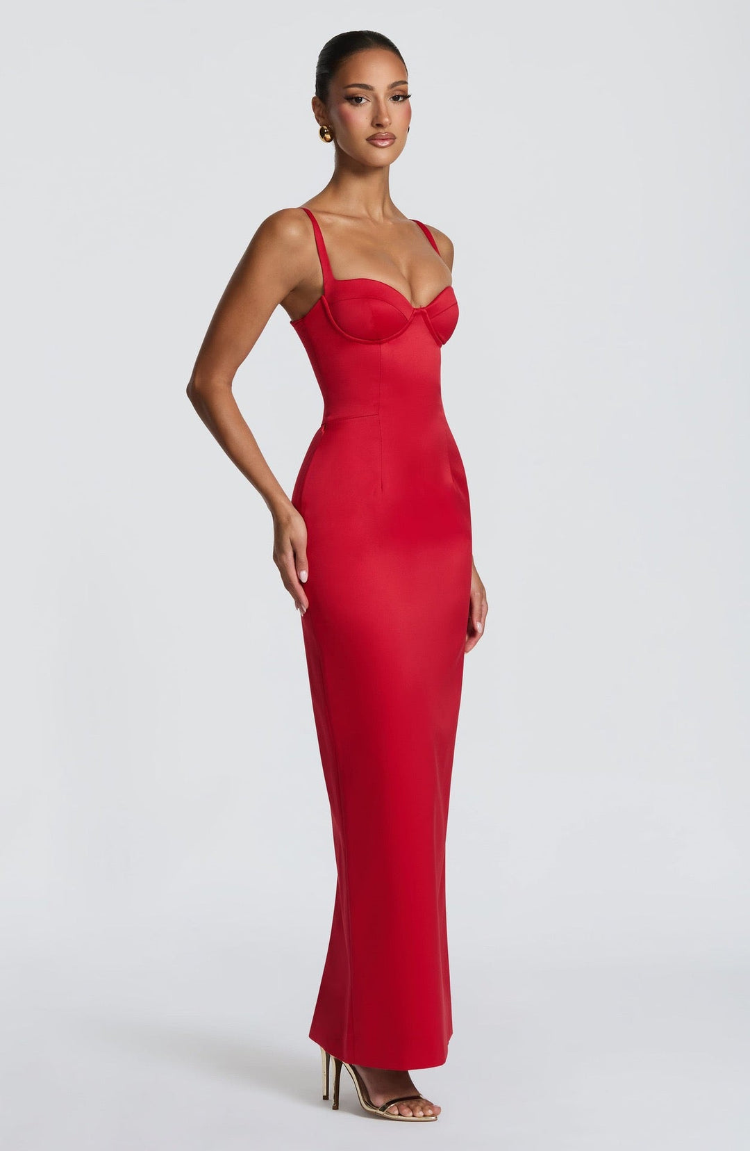 Satin maxi dress with back ties – Nelly