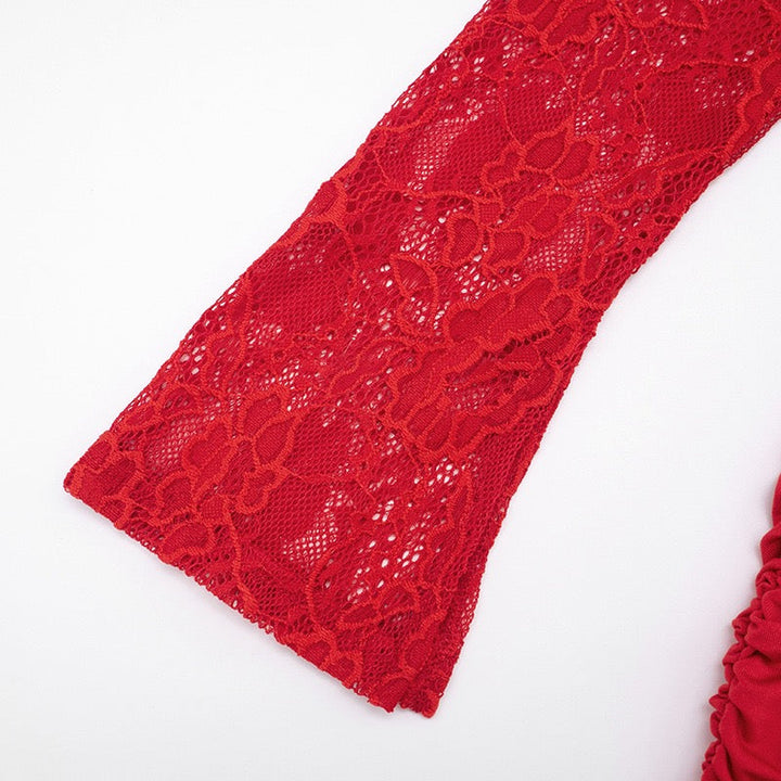 Off-the-shoulder mini dress with lace trim - Oriya