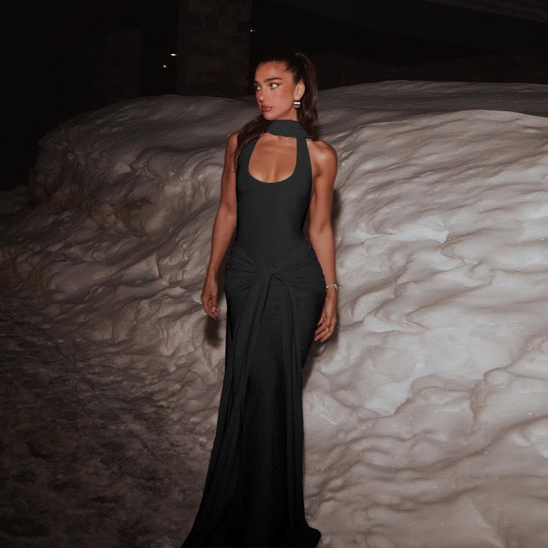 Sequined maxi dress with open back and tie detail - Palermo