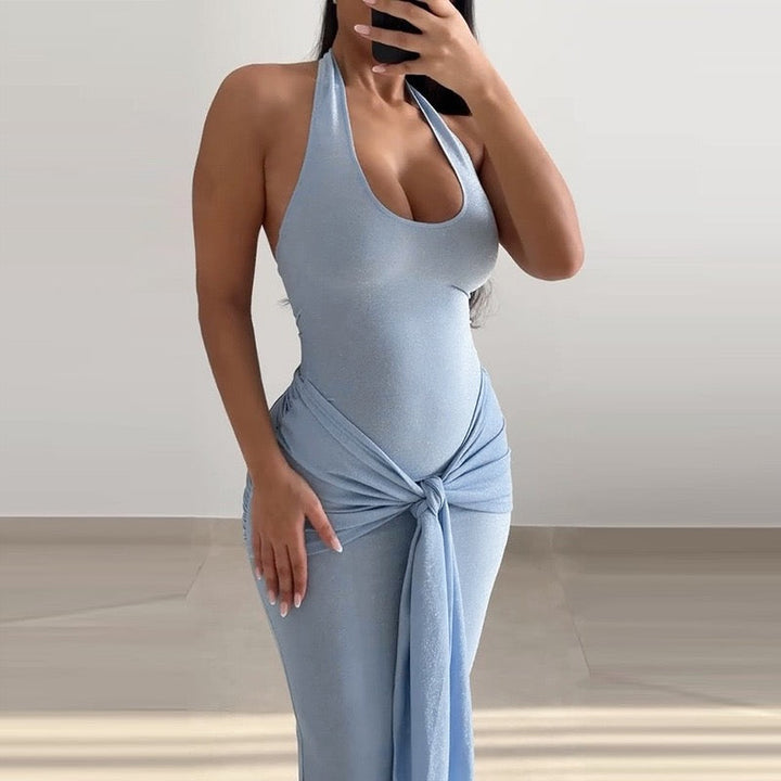 Sequined maxi dress with open back and tie detail - Palermo