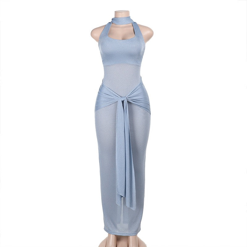 Sequined maxi dress with open back and tie detail - Palermo