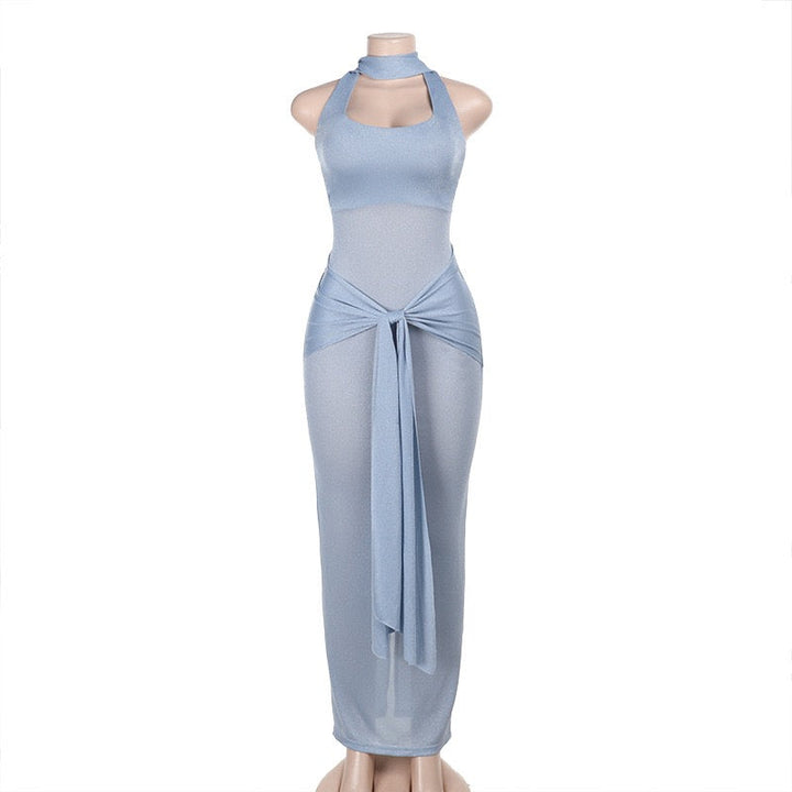 Sequined maxi dress with open back and tie detail - Palermo