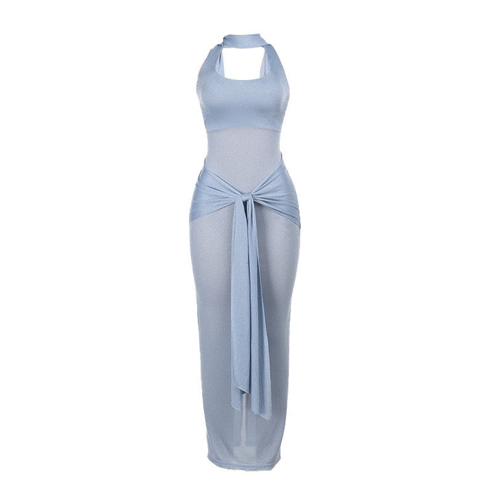 Sequined maxi dress with open back and tie detail - Palermo