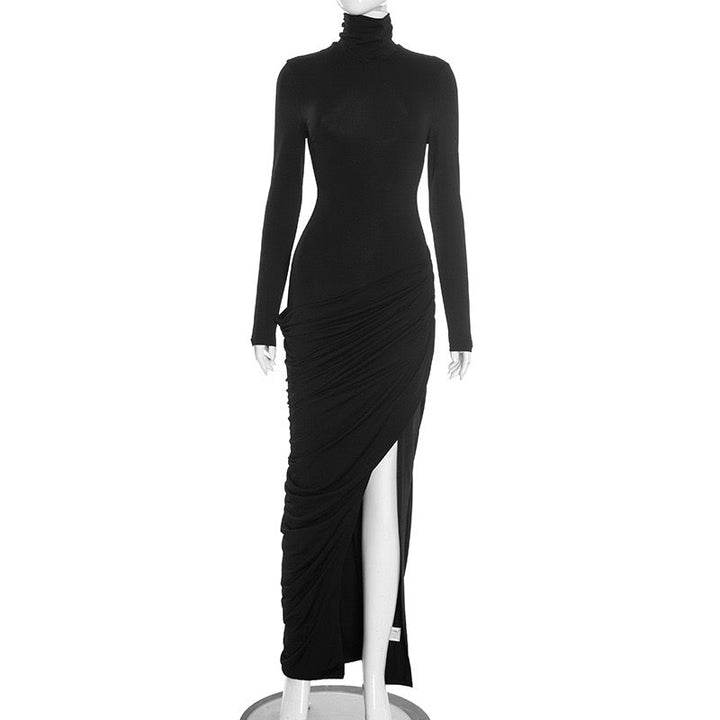 Maxi dress with pleats and slit design - Lis