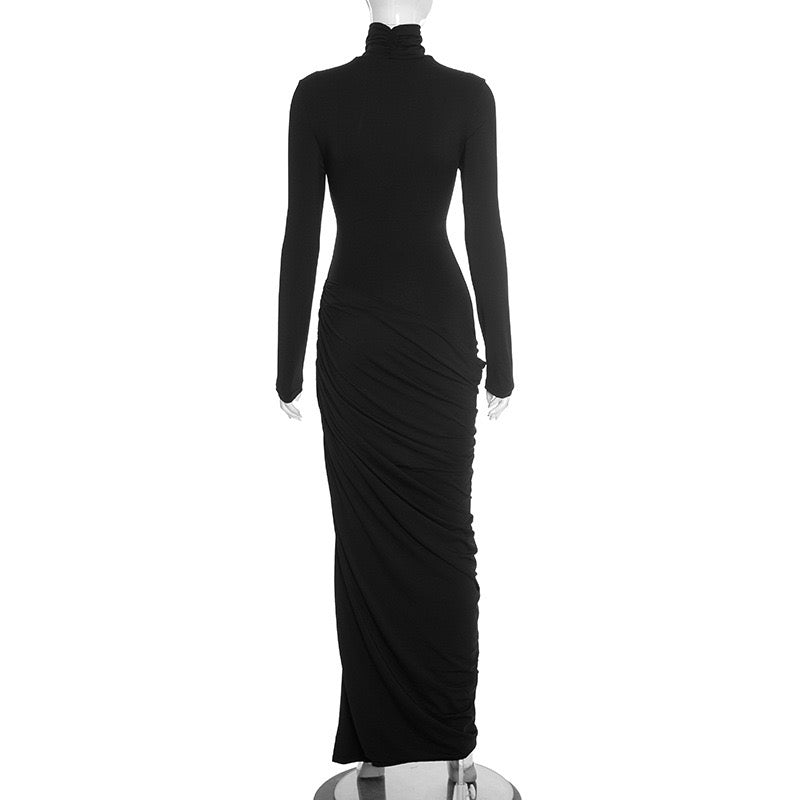 Maxi dress with pleats and slit design - Lis