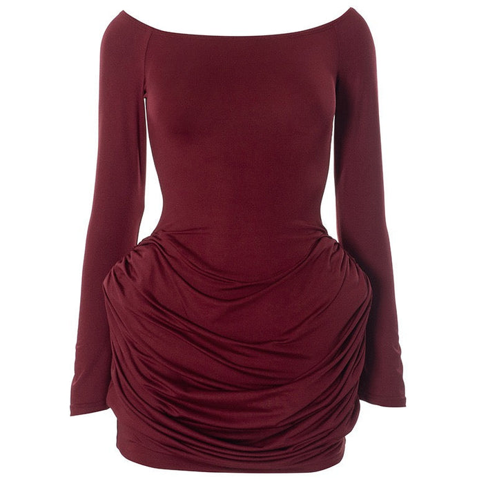 Pleated off-shoulder mini dress - Shayla