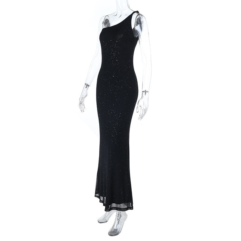One-shoulder sequin maxi dress with open back - Solferina