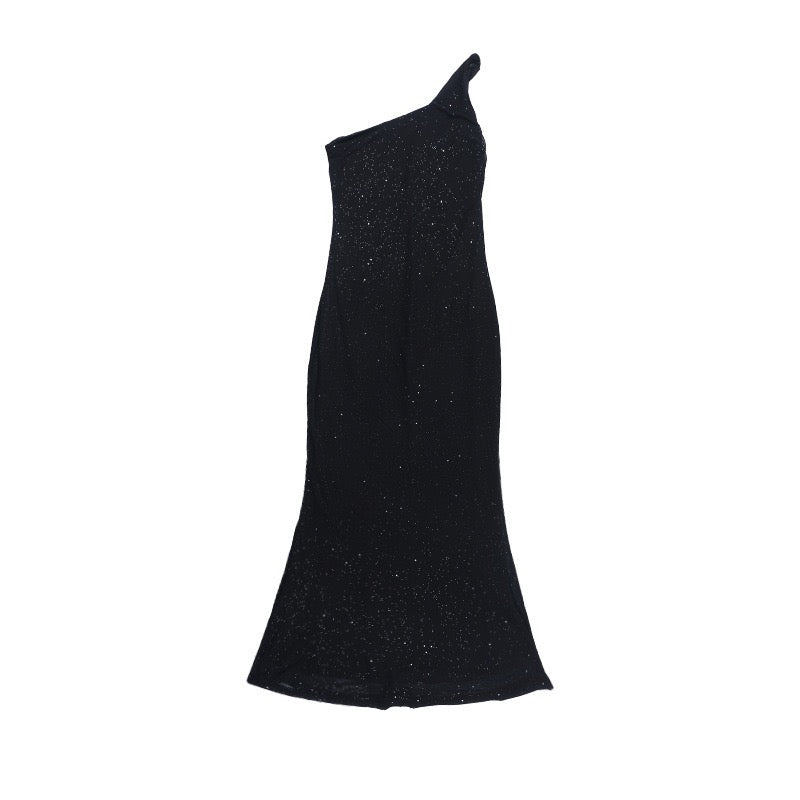 One-shoulder sequin maxi dress with open back - Solferina