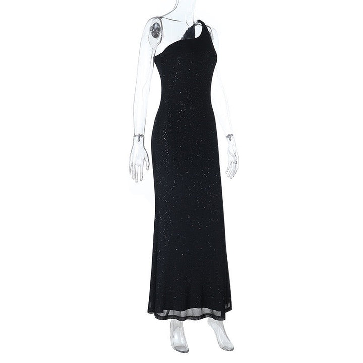 One-shoulder sequin maxi dress with open back - Solferina