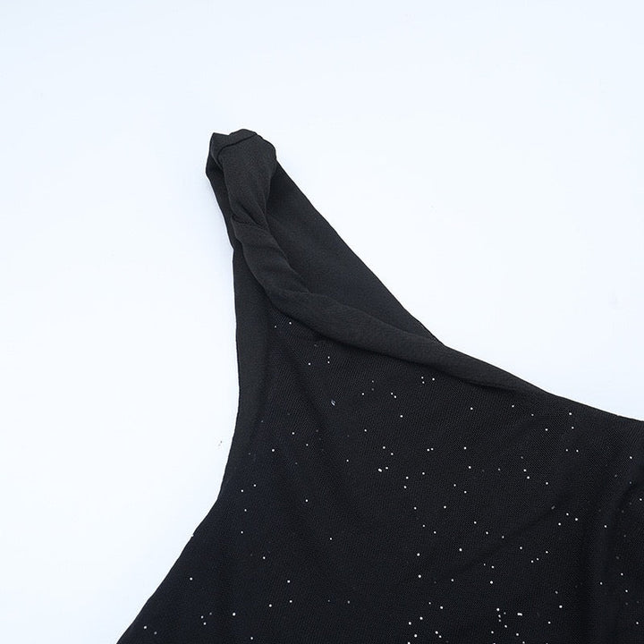 One-shoulder sequin maxi dress with open back - Solferina