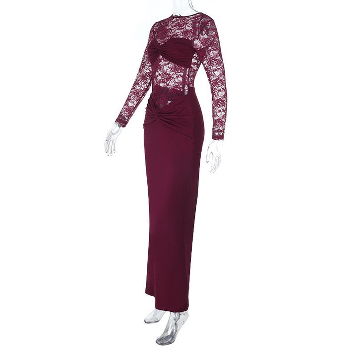 Maxi dress with lace and gathers - Luserna