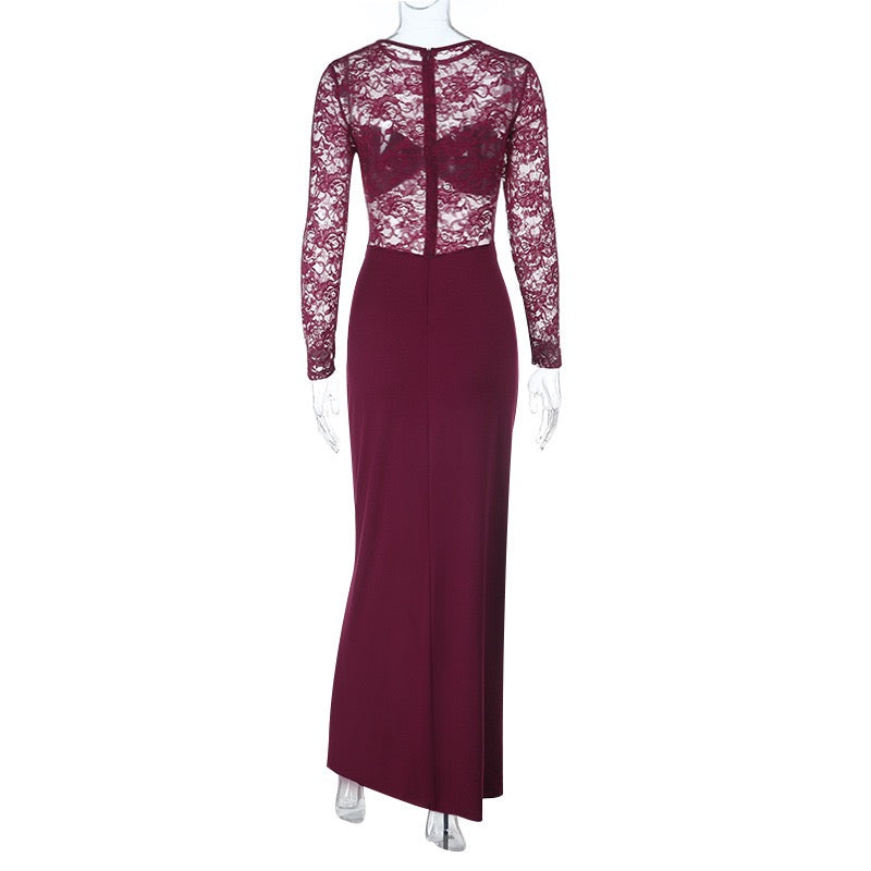 Maxi dress with lace and gathers - Luserna