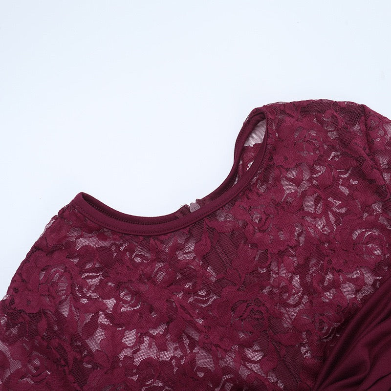 Maxi dress with lace and gathers - Luserna