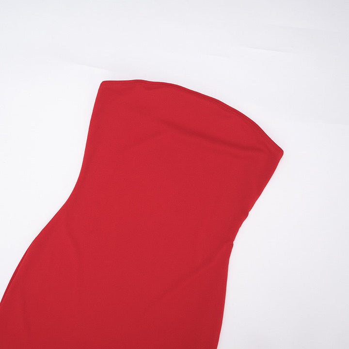 Strapless maxi dress with chiffon and matching scarf decoration - Gigi