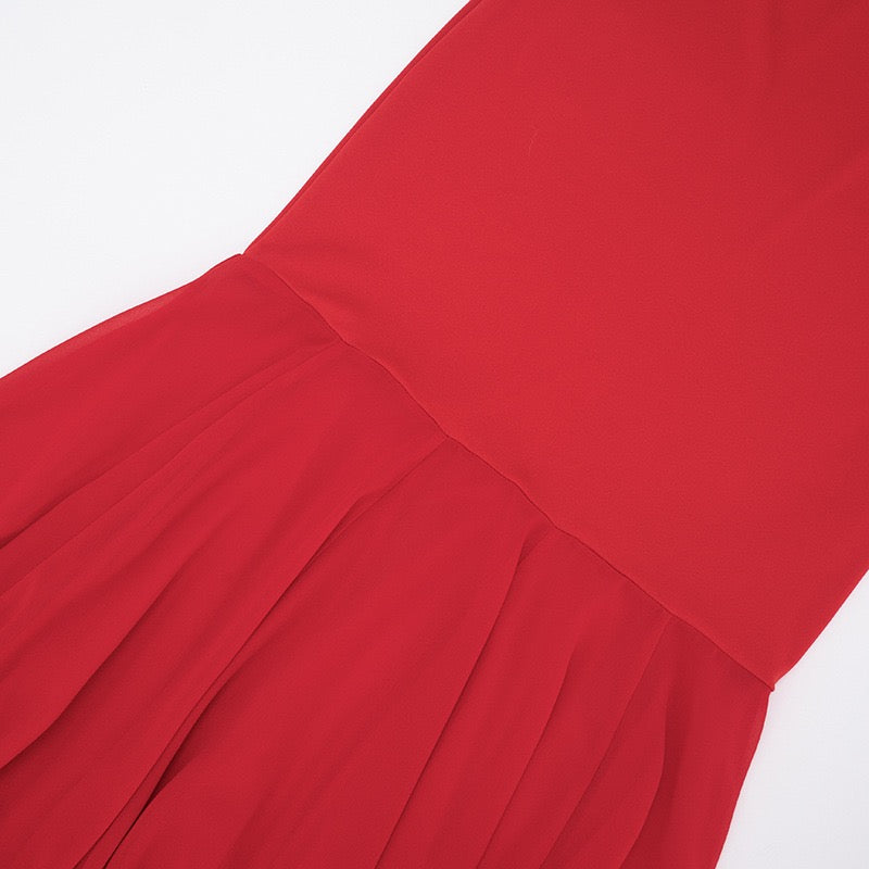 Strapless maxi dress with chiffon and matching scarf decoration - Gigi