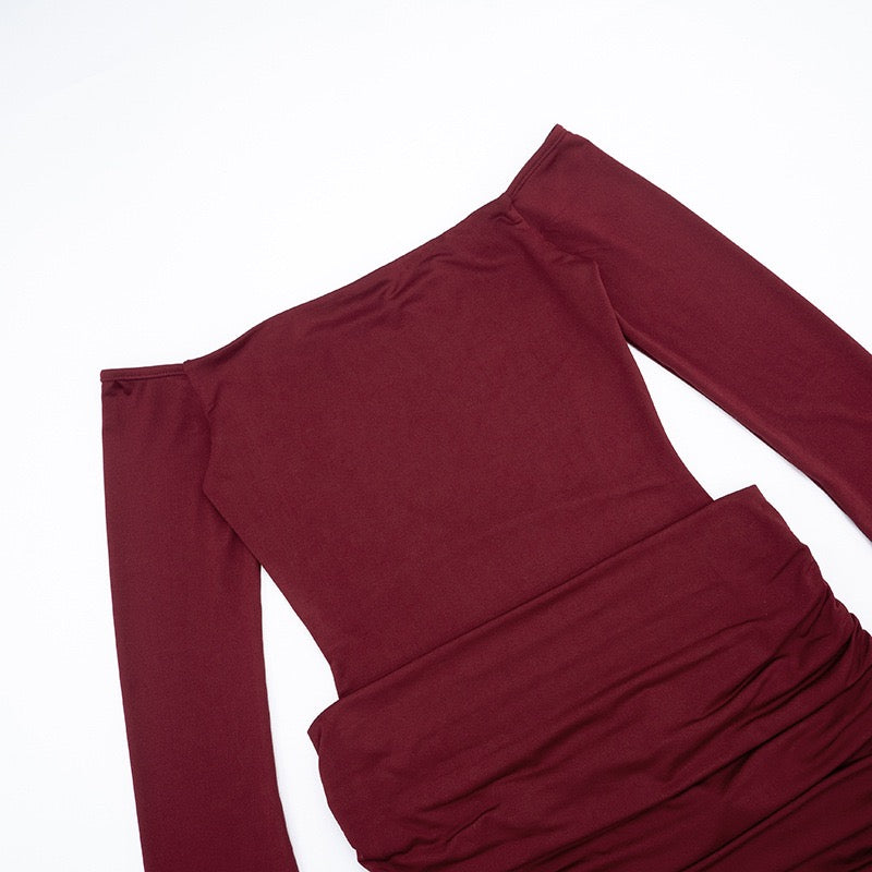 Mini dress in bodysuit design and pleats, bare shoulders - Rocky