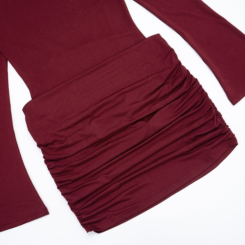 Mini dress in bodysuit design and pleats, bare shoulders - Rocky