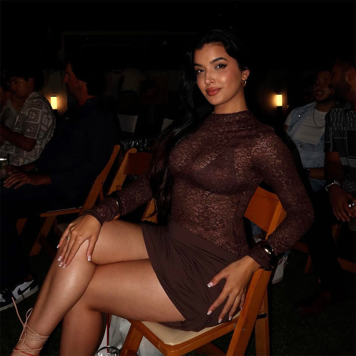 Lace-trimmed mini dress - Jasella