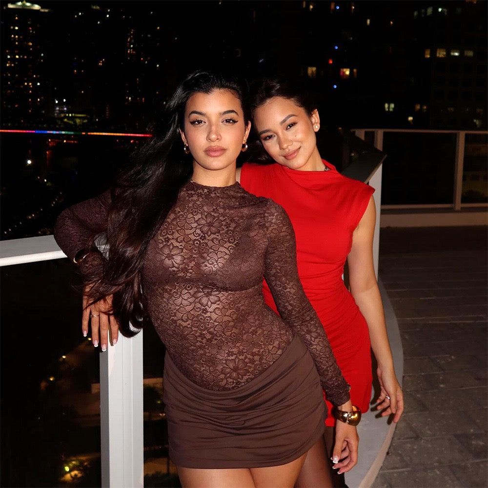 Lace-trimmed mini dress - Jasella