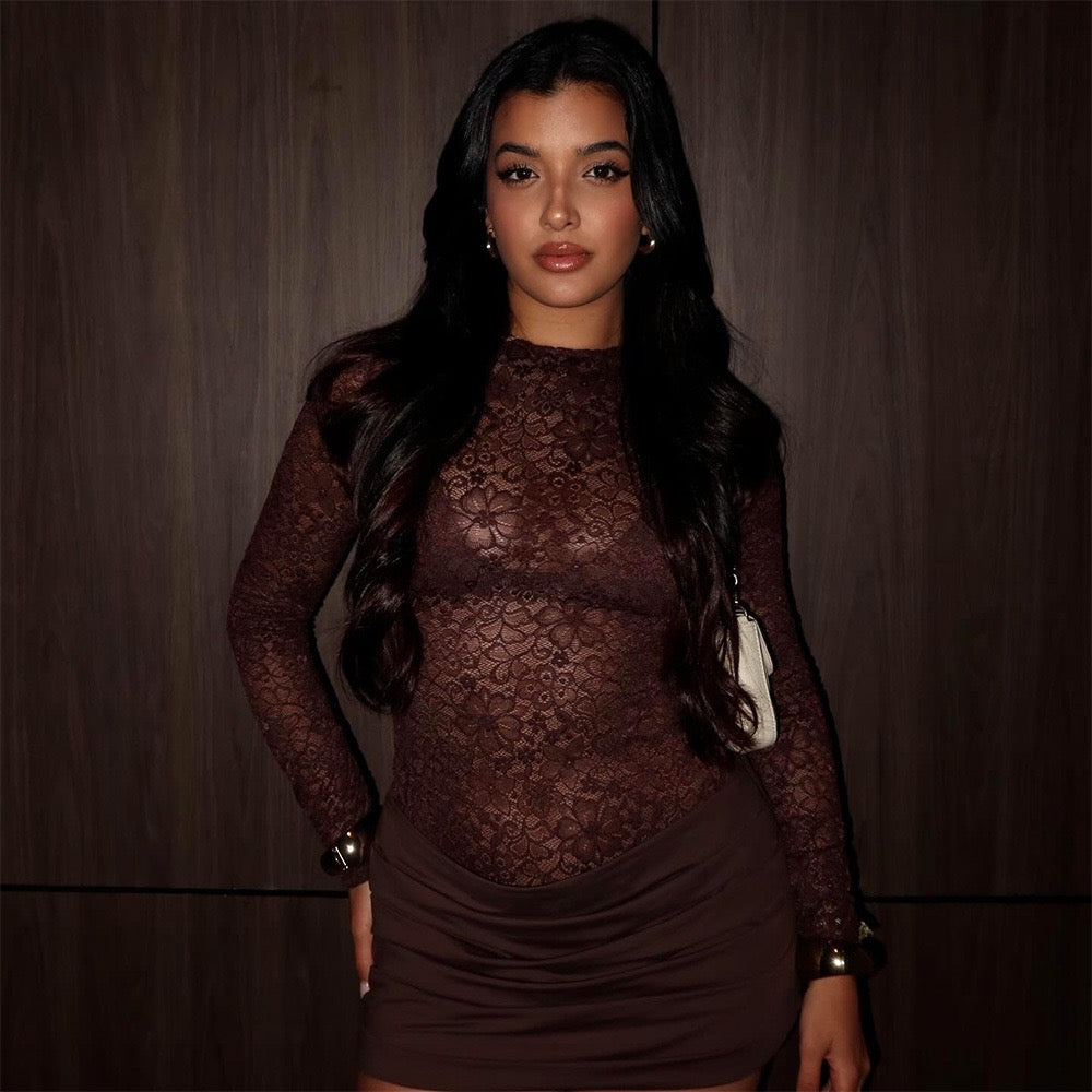 Lace-trimmed mini dress - Jasella