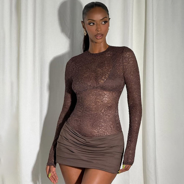 Lace-trimmed mini dress - Jasella