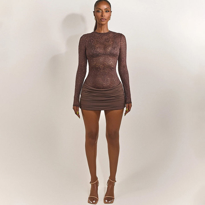 Lace-trimmed mini dress - Jasella